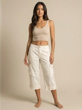 Banana Republic Cream Cargo Capris